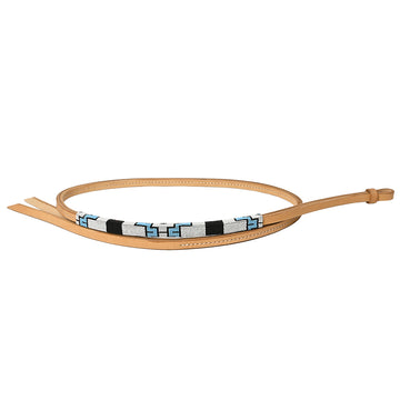 5 Ft Hilason Western Horse Beautiful Beaded Overlay American Leather Whip Tan